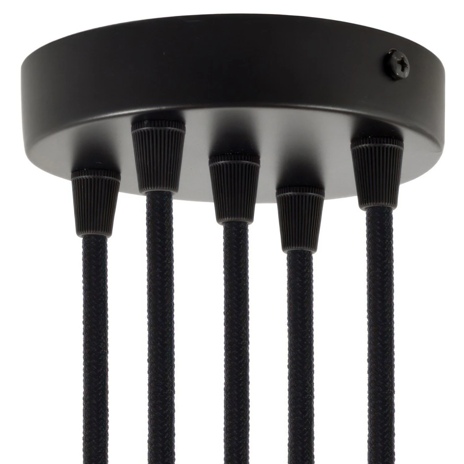 Classic 5-hole Round Metal Ceiling Canopy Kit - Black