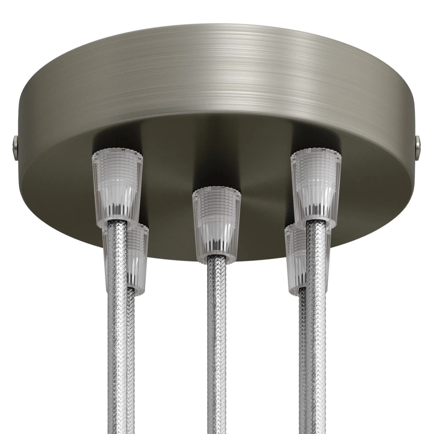 Classic 5-hole Round Metal Ceiling Canopy Kit - Brushed titanium