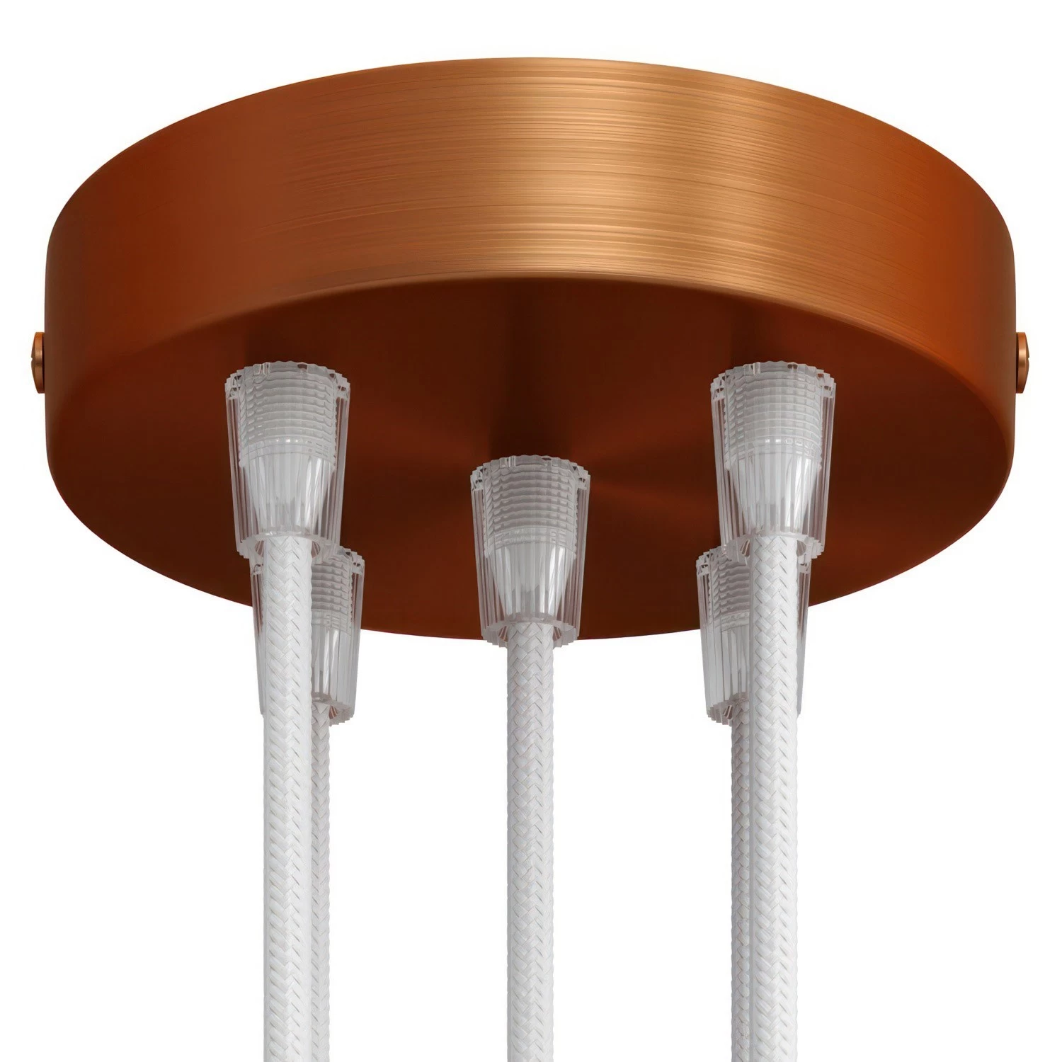 Classic 5-hole Round Metal Ceiling Canopy Kit - Brushed copper