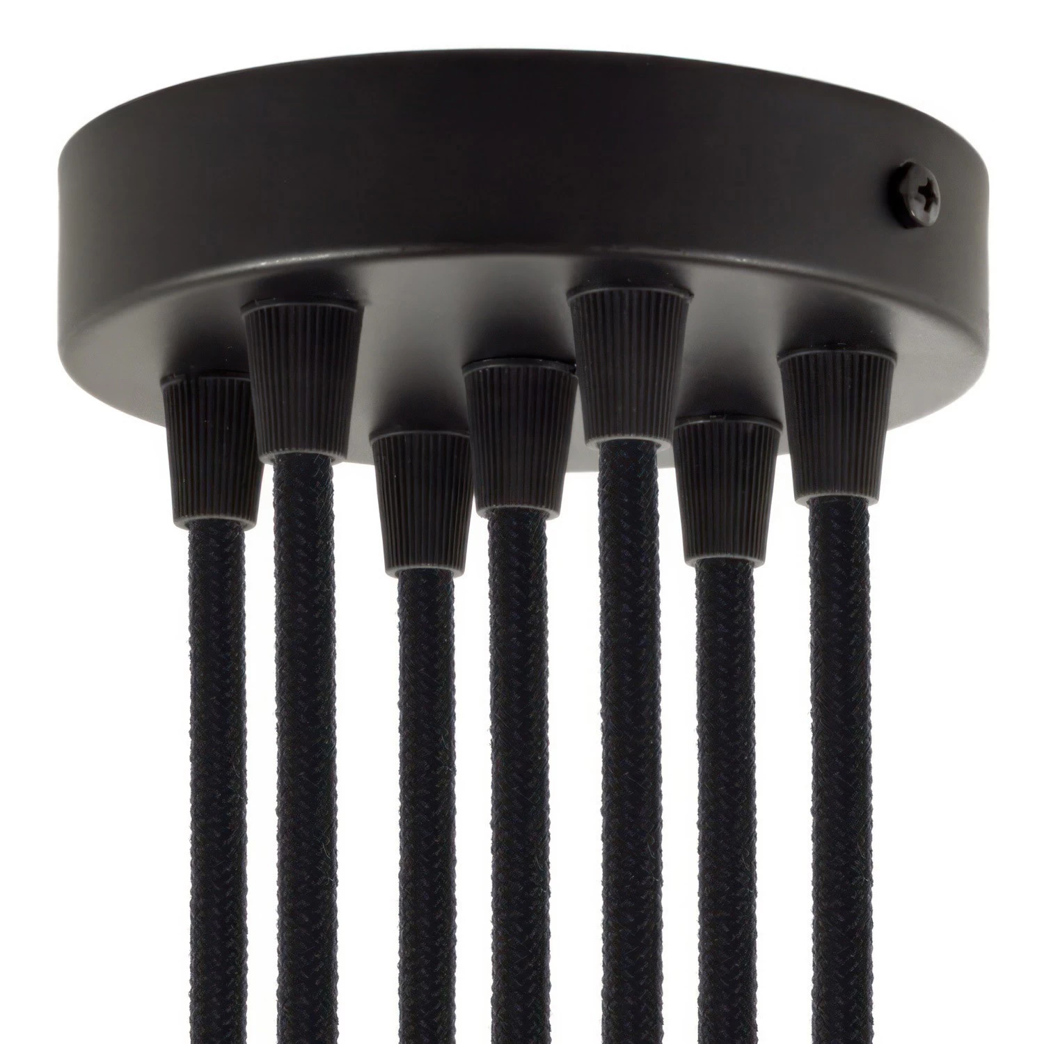 Classic 7-hole Round Metal Ceiling Canopy Kit - Black