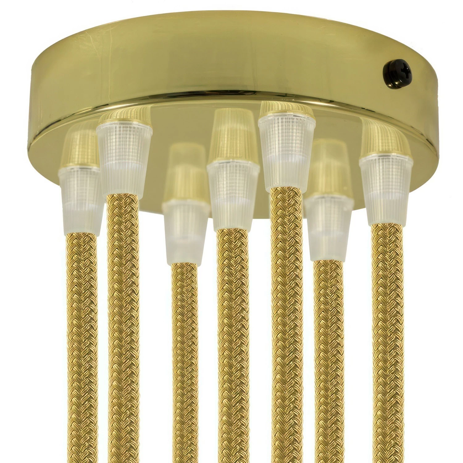 Classic 7-hole Round Metal Ceiling Canopy Kit - Brass