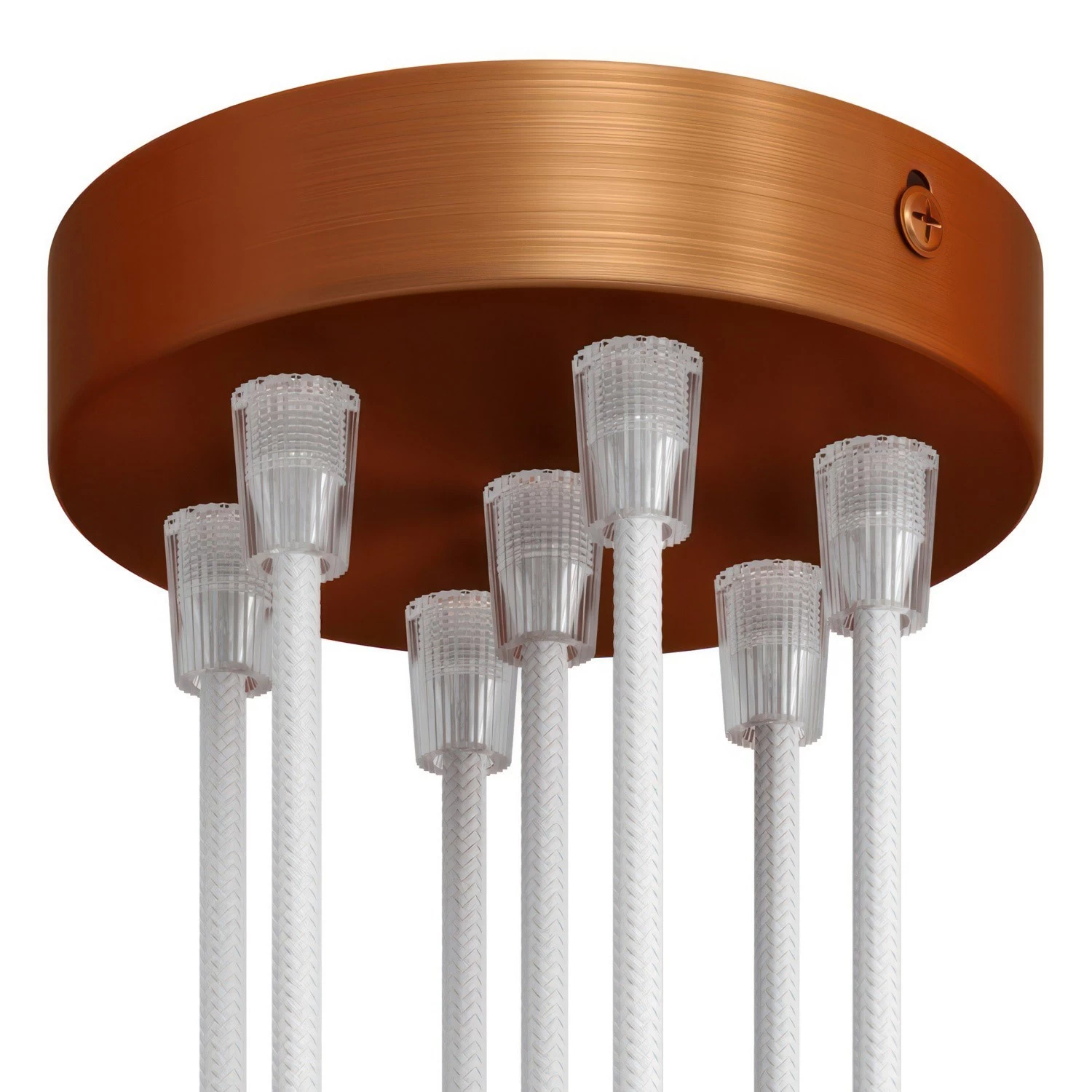 Classic 7-hole Round Metal Ceiling Canopy Kit - Brushed copper