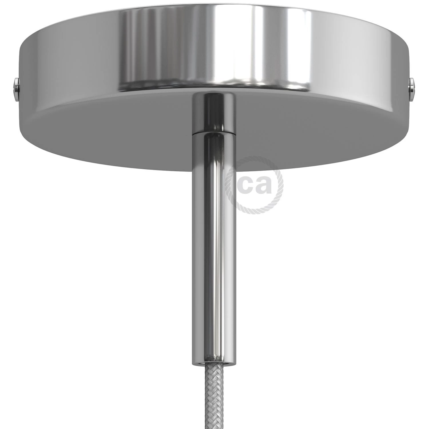 Classic Round Metal Ceiling Canopy Kit - With 2.75" Long Strain Relief - Chrome
