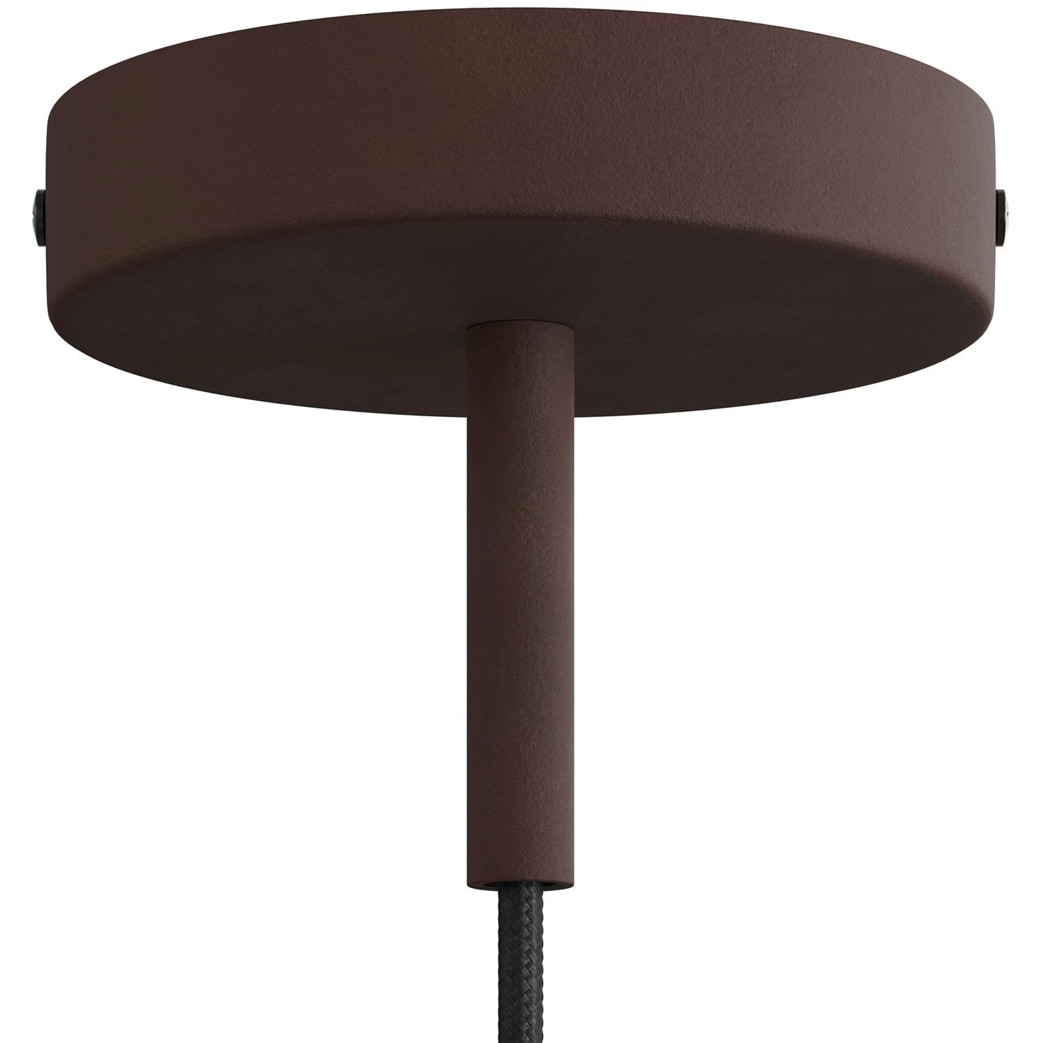Classic Round Metal Ceiling Canopy Kit - With 2.75" Long Strain Relief - Painted dark rust