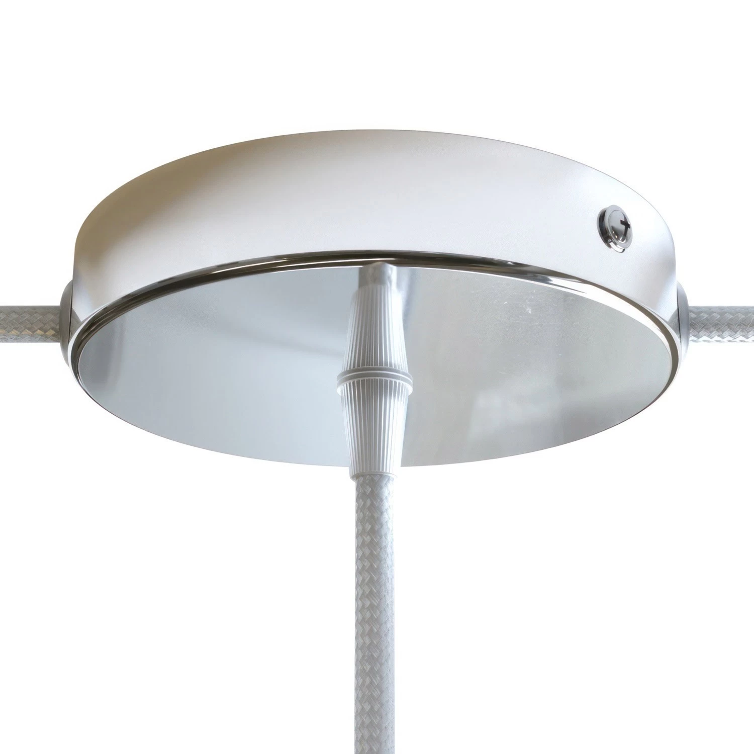 Classic 2 Side Hole Round Metal Ceiling Canopy Kit - Center hole & 2 side holes - Chrome