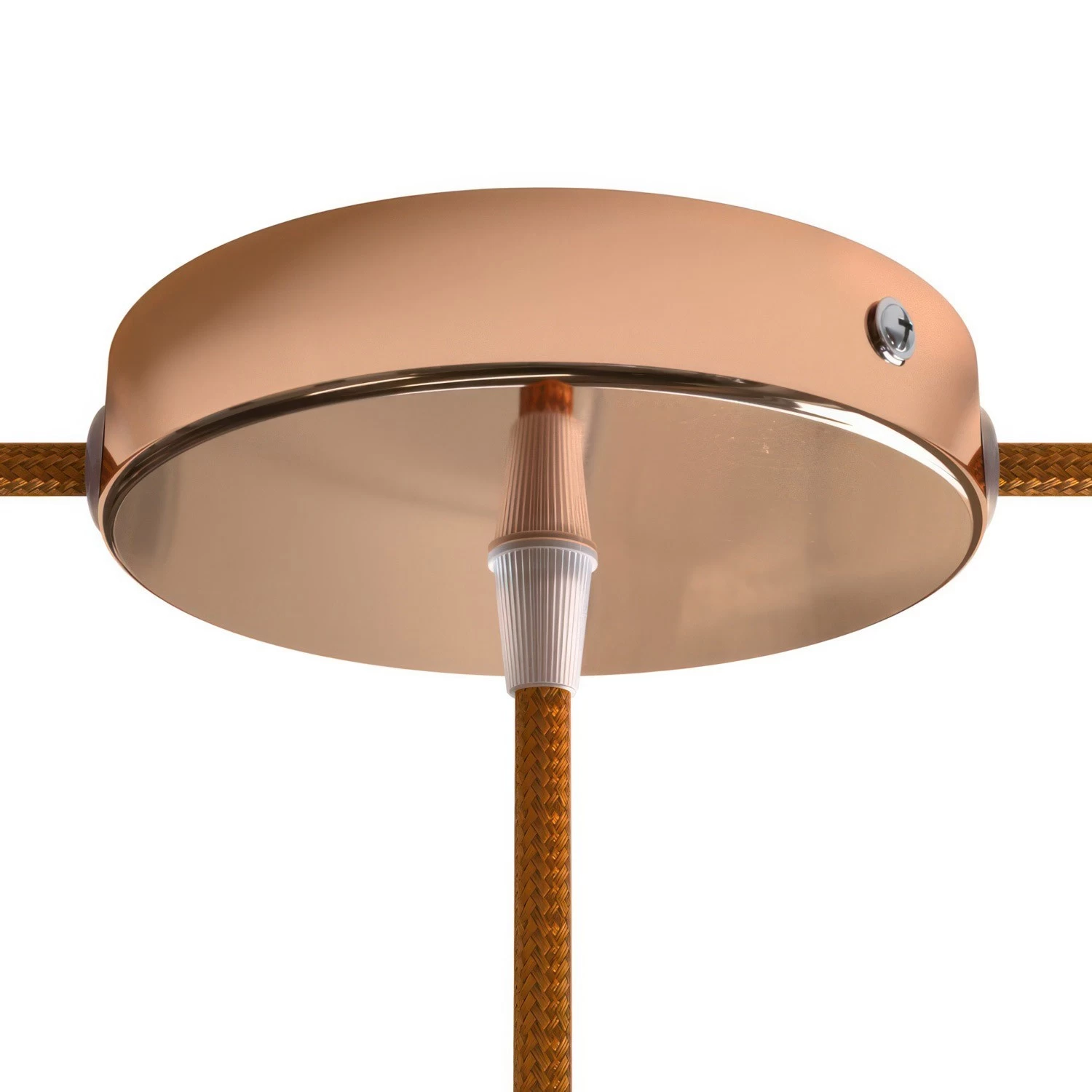 Classic 2 Side Hole Round Metal Ceiling Canopy Kit - Center hole & 2 side holes - Copper