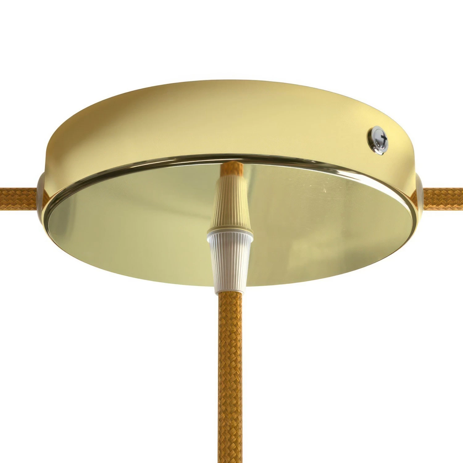 Classic 2 Side Hole Round Metal Ceiling Canopy Kit - Center hole & 2 side holes - Brass