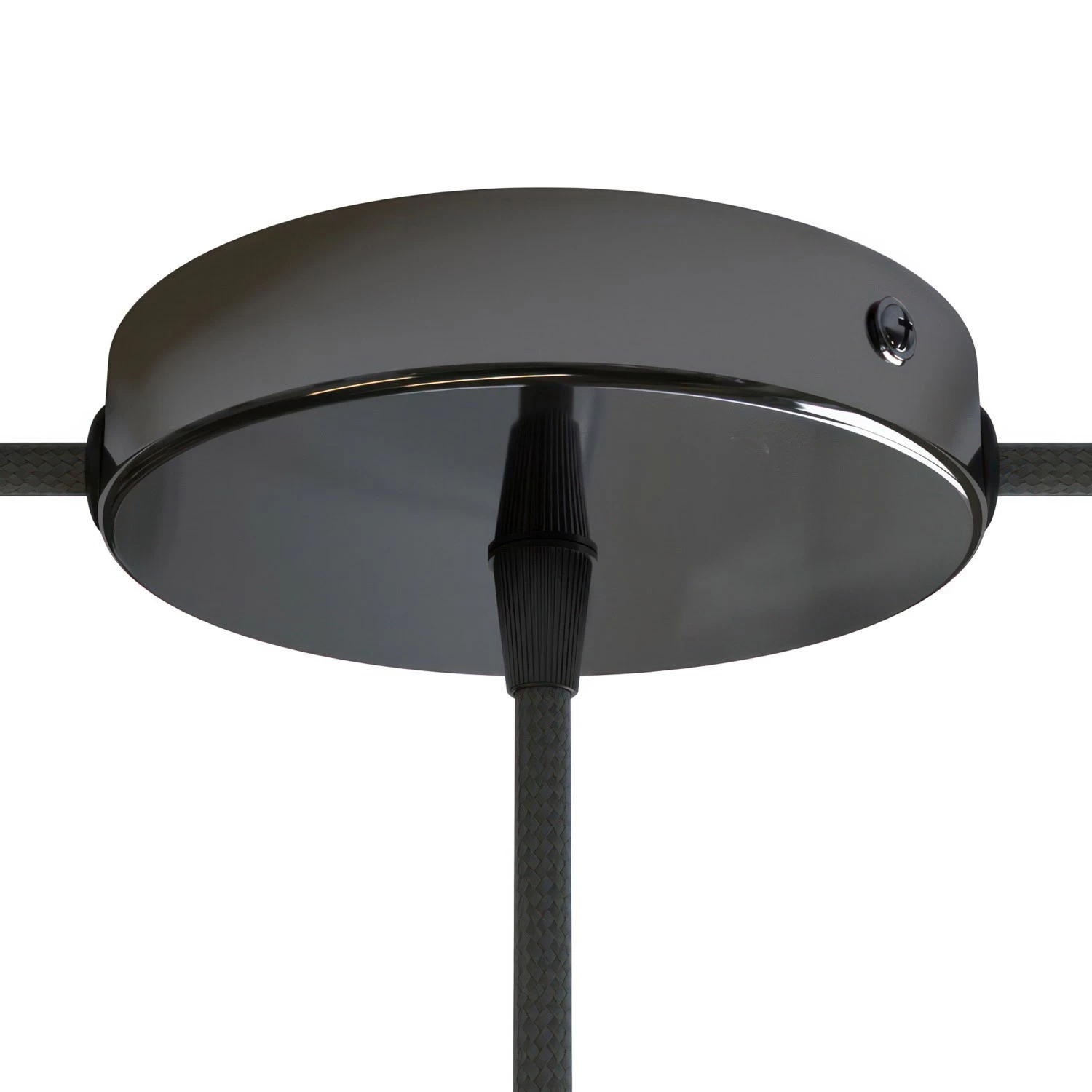 Classic 2 Side Hole Round Metal Ceiling Canopy Kit - Center hole & 2 side holes - Black pearl