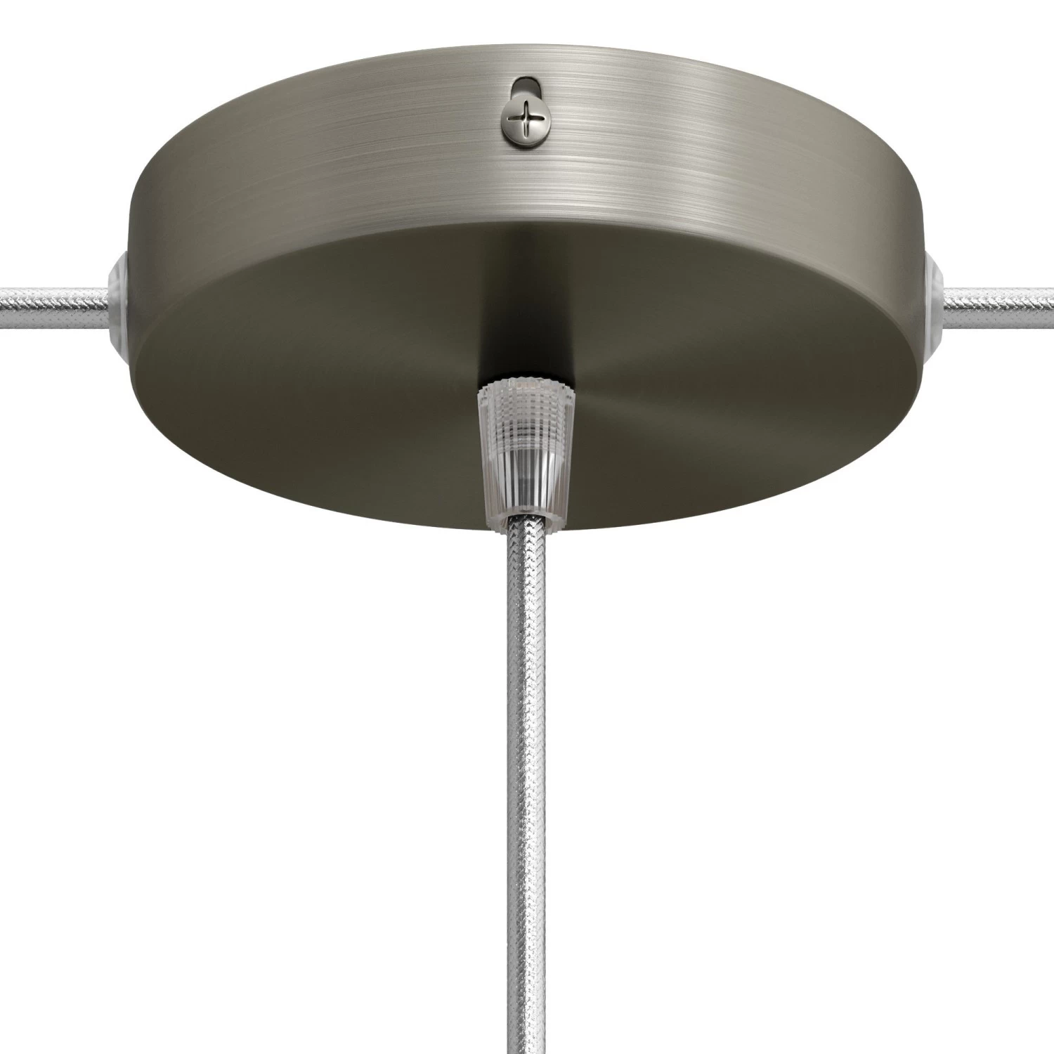 Classic 2 Side Hole Round Metal Ceiling Canopy Kit - Center hole & 2 side holes - Brushed titanium