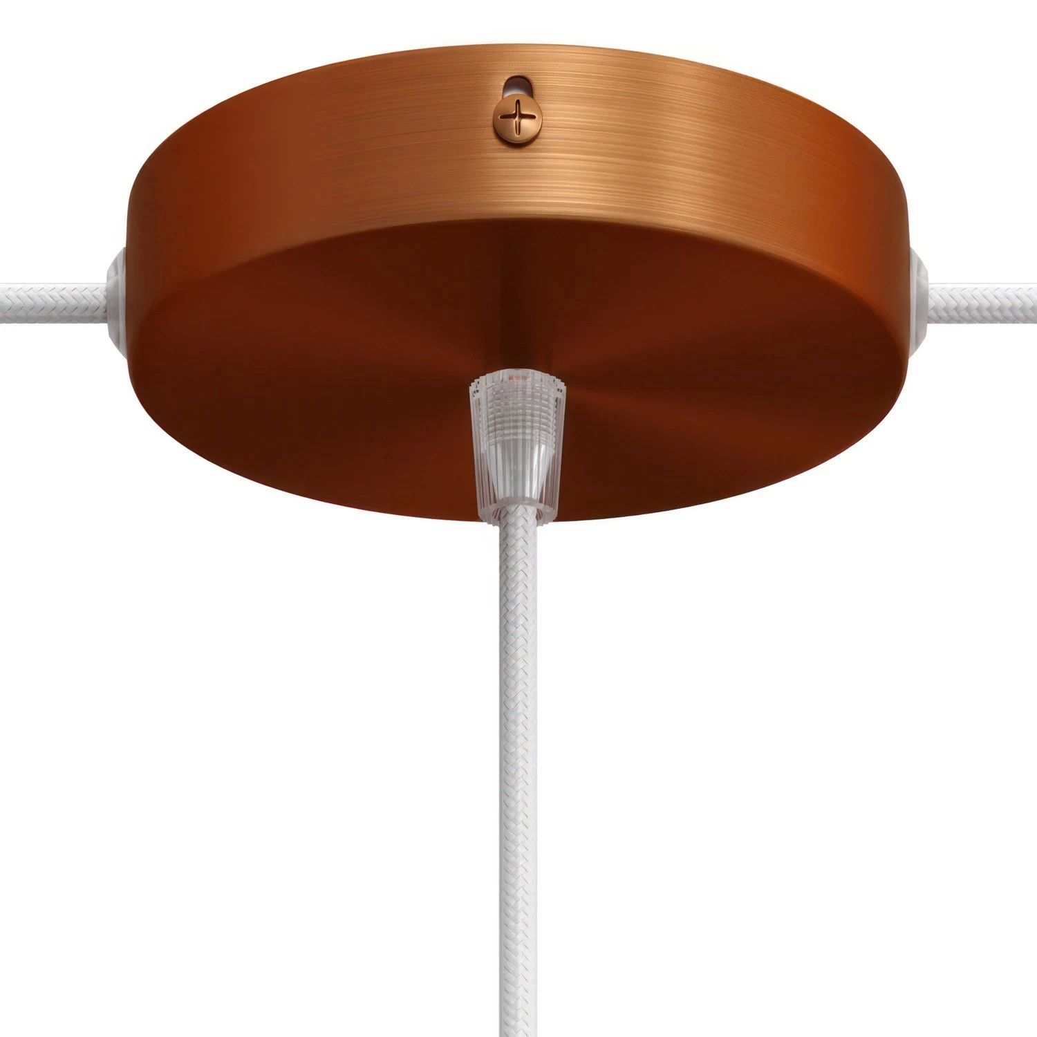 Classic 2 Side Hole Round Metal Ceiling Canopy Kit - Center hole & 2 side holes - Brushed copper