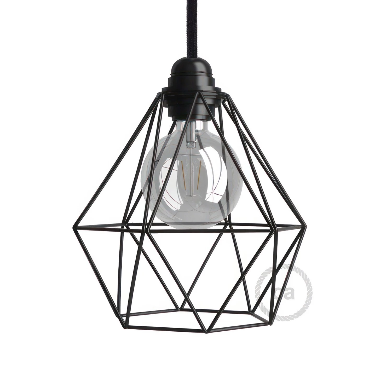 Diamond Cage Metal Pendant Shade | Sleek Industrial Look - Black