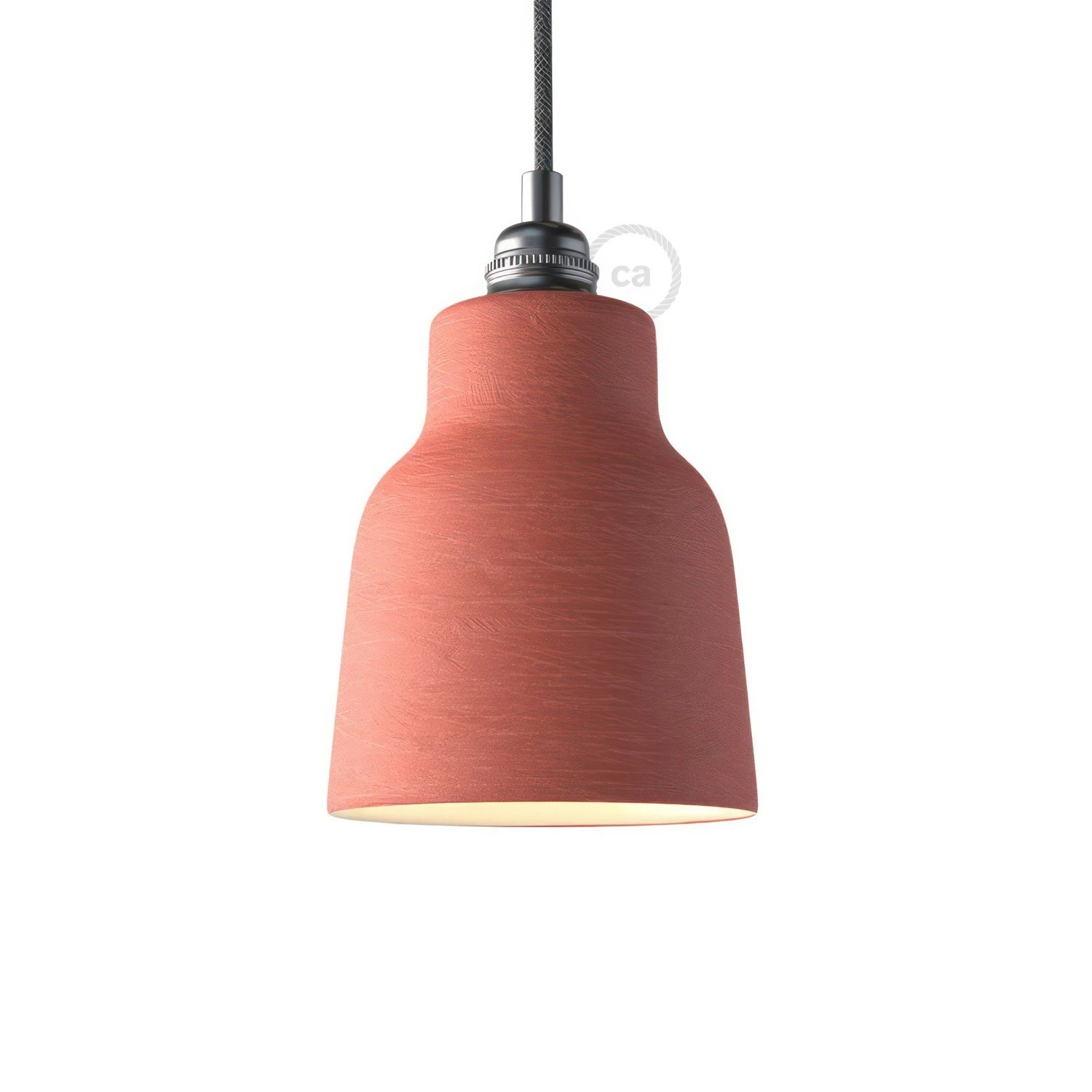 The Materia Collection | Short Pendant Lamp Shade | Artisan Design - Streaked Coral - White