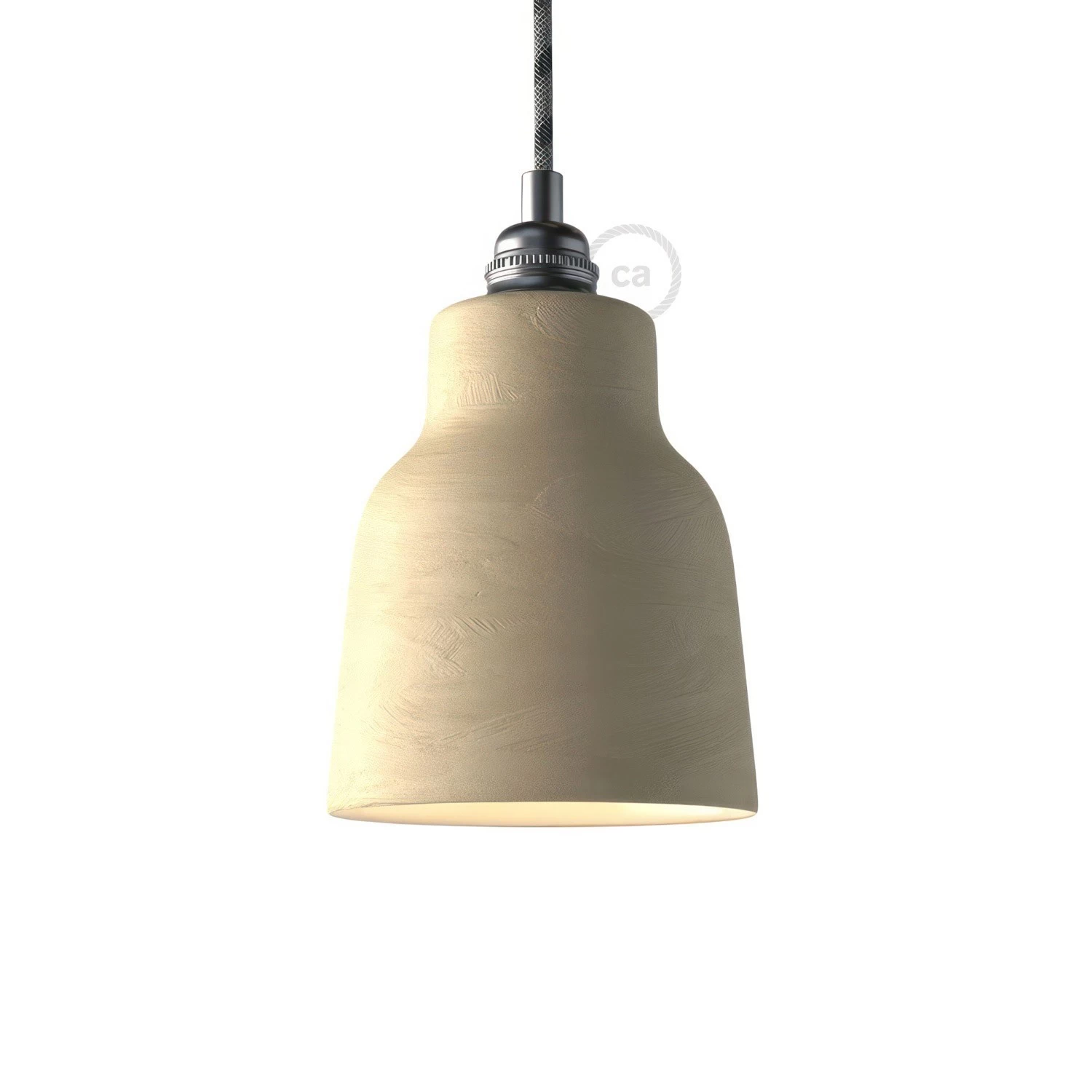 The Materia Collection | Short Pendant Lamp Shade | Artisan Design - Streaked Dove-Grey - White