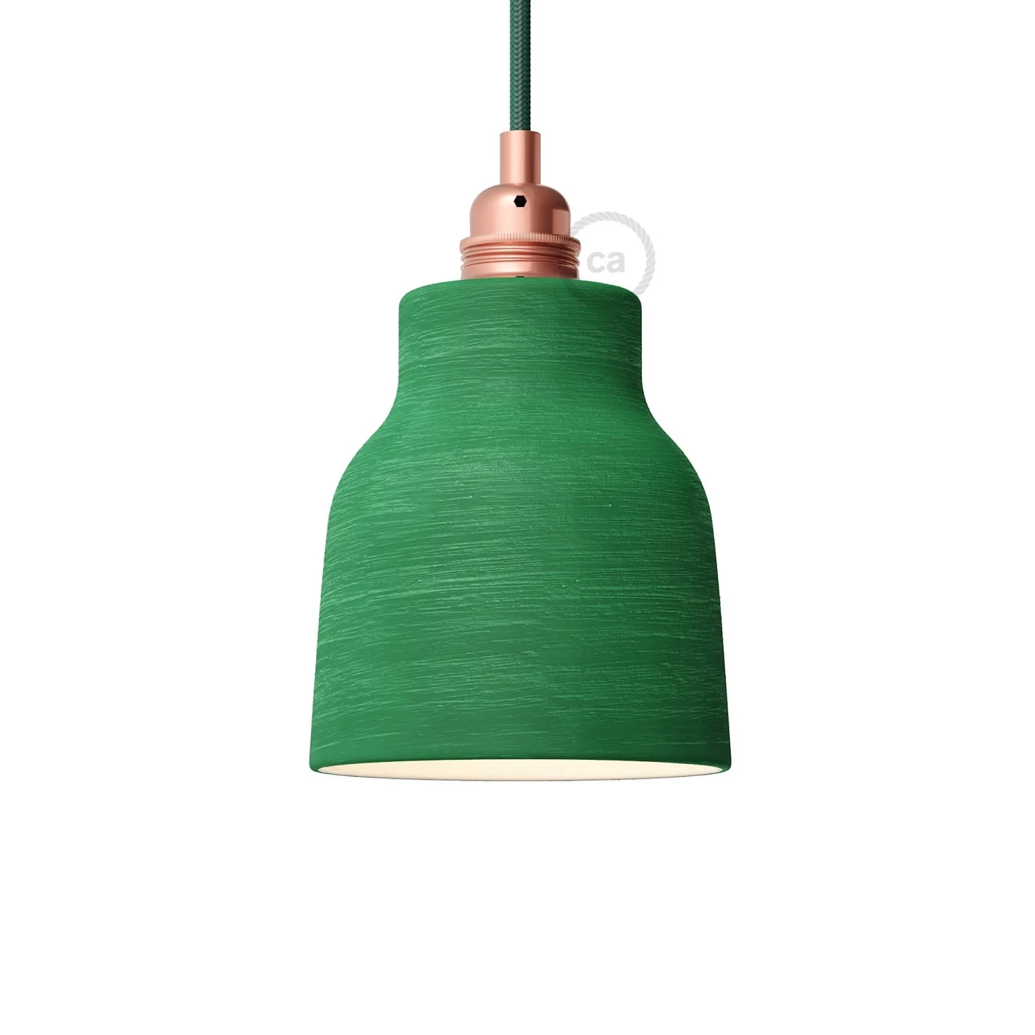 The Materia Collection | Short Pendant Lamp Shade | Artisan Design - Streaked Evergreen - White
