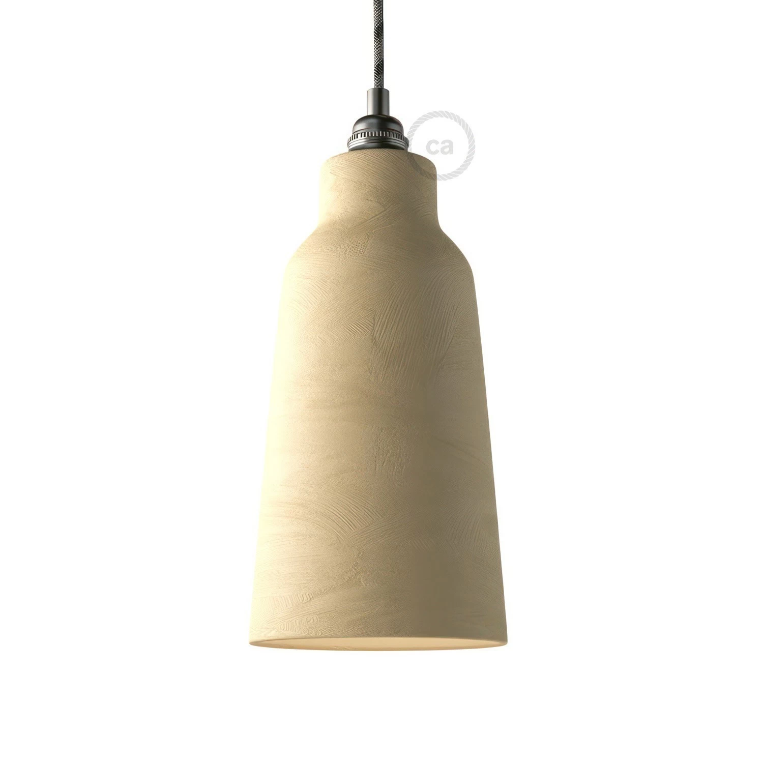 The Materia Collection | Tall Pendant Lamp Shade | Sleek Finish - Streaked Dove-Grey - White