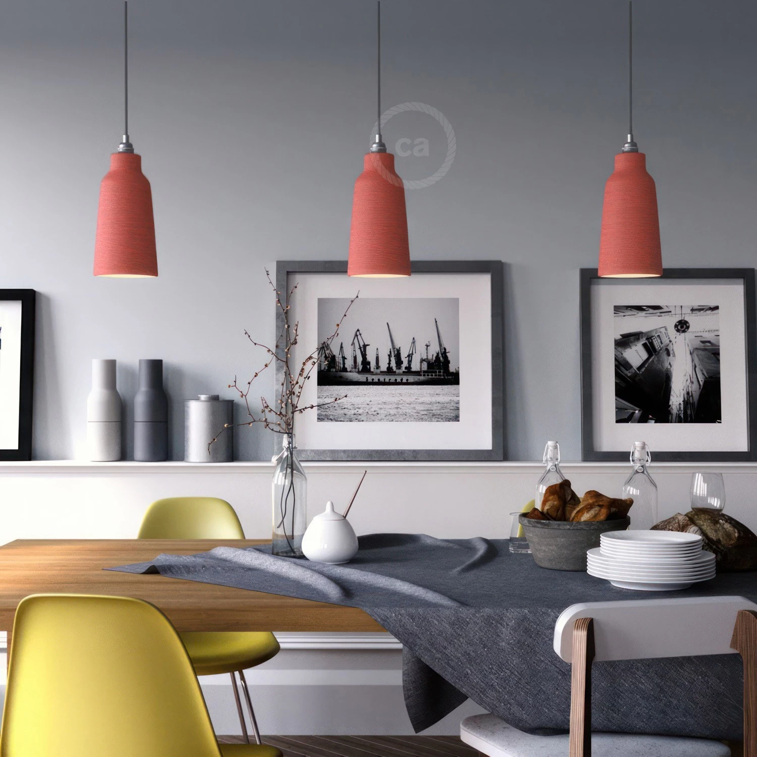 The Materia Collection | Tall Pendant Lamp Shade | Sleek Finish