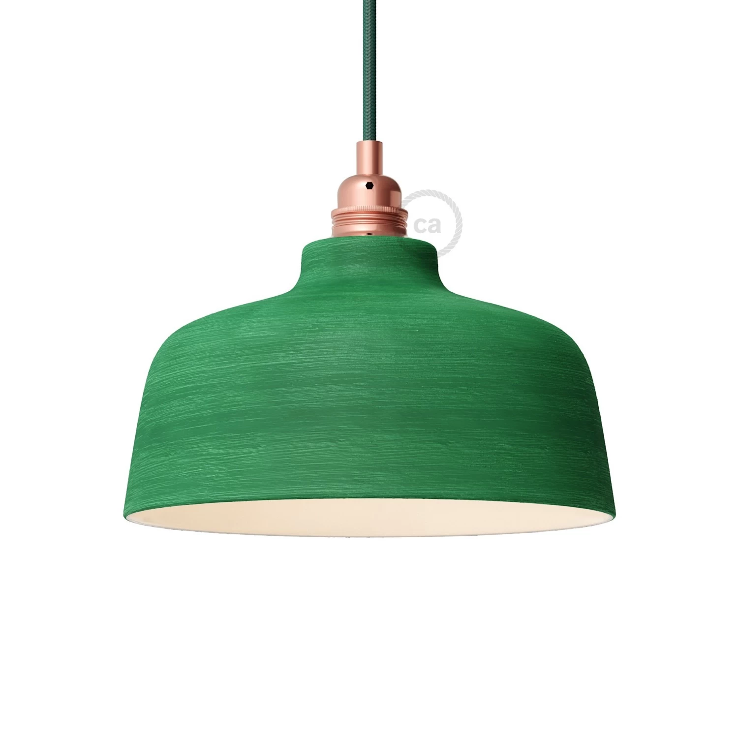 The Materia Collection | Bowl Pendant Lamp Shade | Designer Look - Streaked Evergreen - White