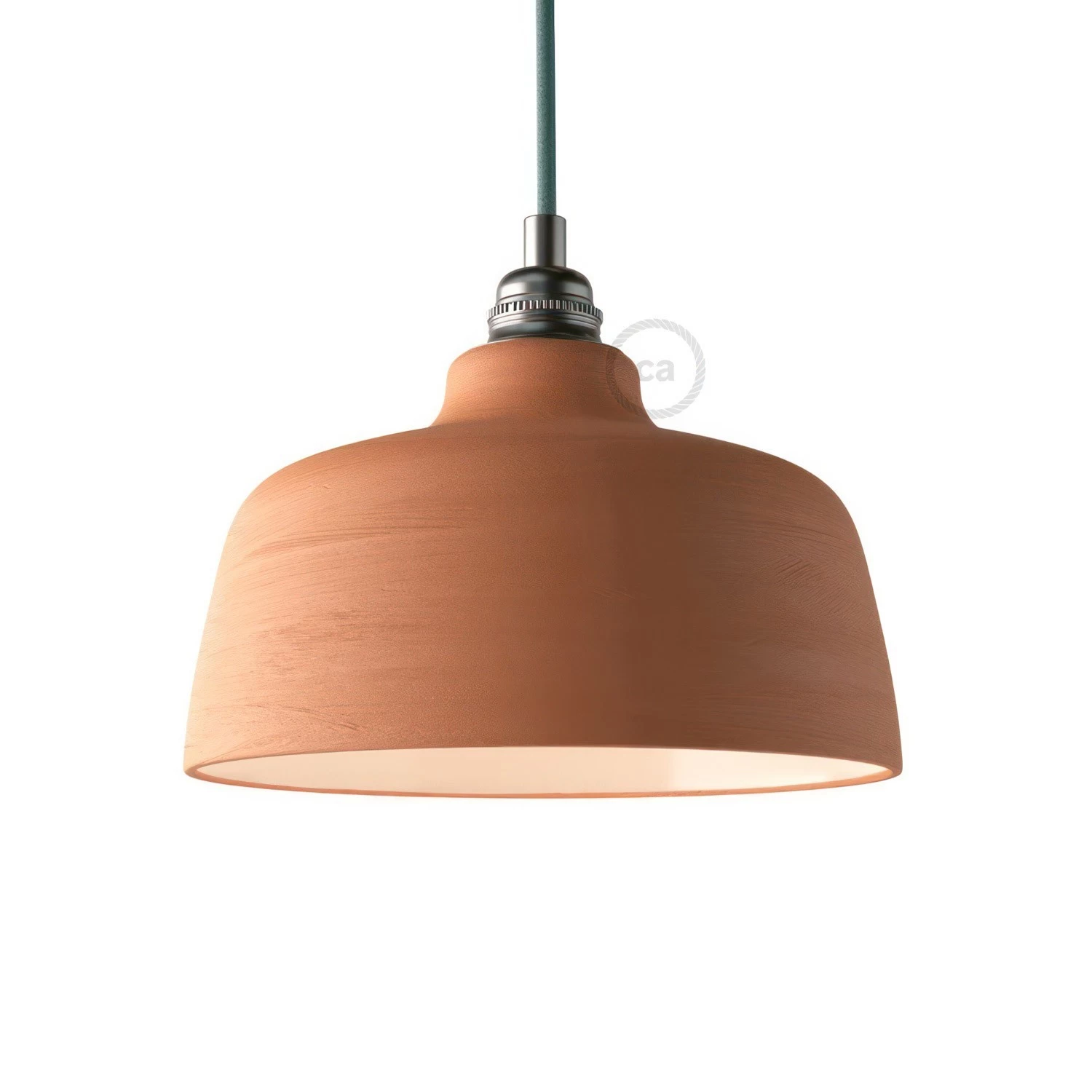 The Materia Collection | Bowl Pendant Lamp Shade | Designer Look - Streaked Terracotta - White