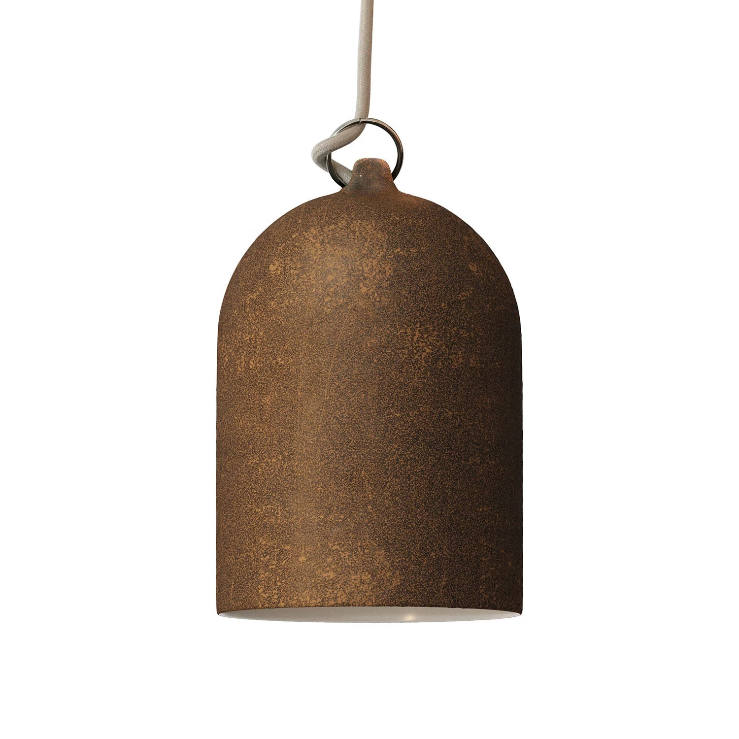 Mini Bell XS Ceramic Pendant Shade | Handmade in Italy - Corten effect - White