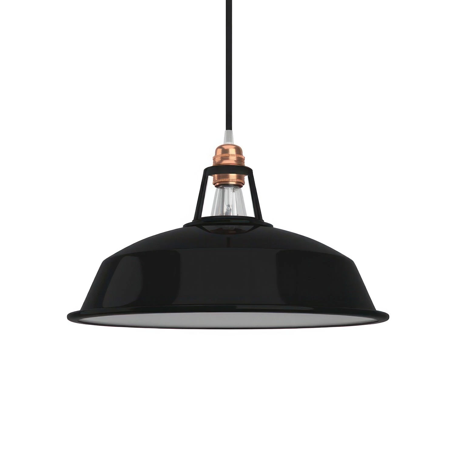 Harbour Metal Pendant Lamp Shade | Enamel Finish | 14.96 Inches - Black