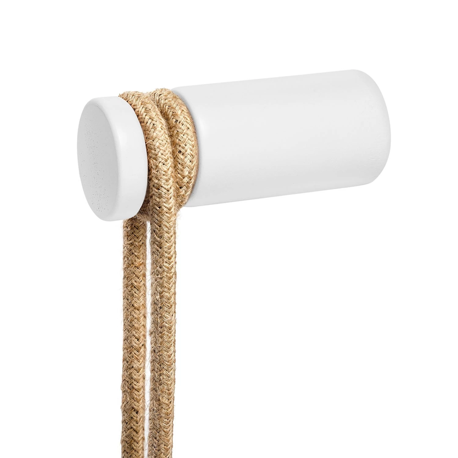 Rolé, wooden cable clip, fabric cable wall fixture - White