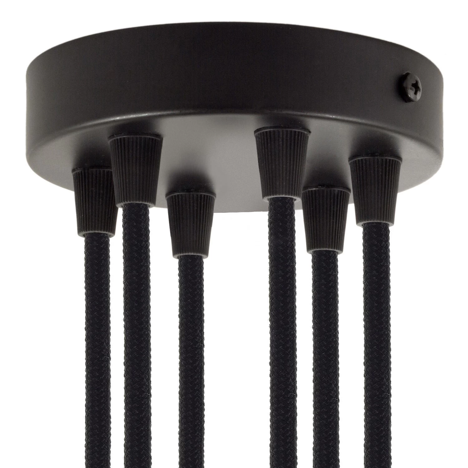 Classic 6-hole Round Metal Ceiling Canopy Kit - Black