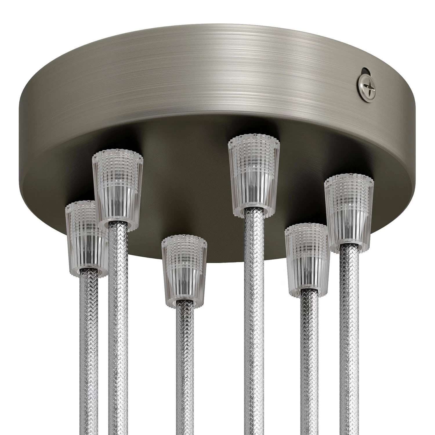 Classic 6-hole Round Metal Ceiling Canopy Kit - Brushed titanium