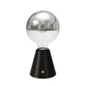 Portable and rechargeable Cabless01 LED lamp with Silver Half Sphere Globe light bulb