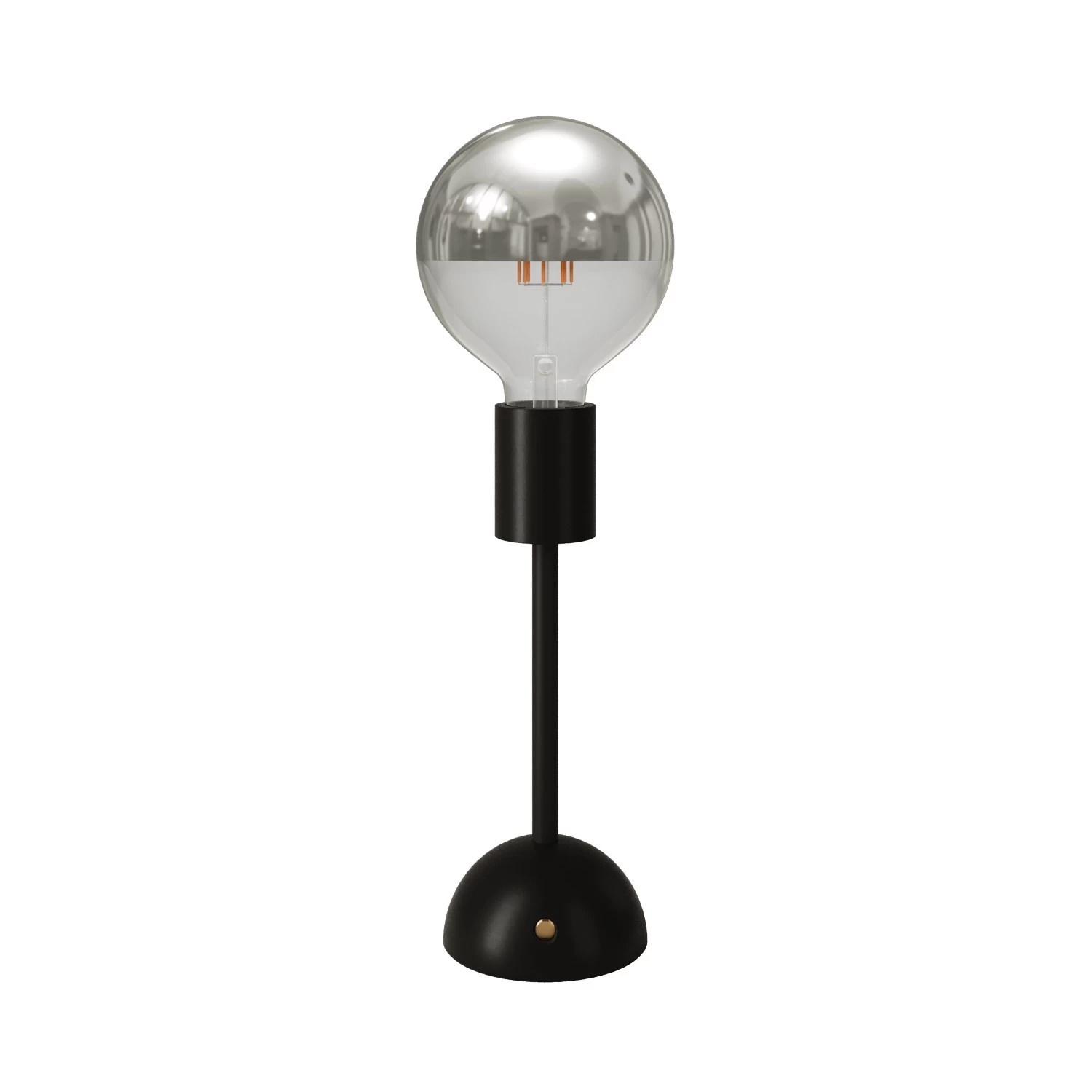 Portable and rechargeable Cabless02 Lamp with Silver Half Sphere light bulb