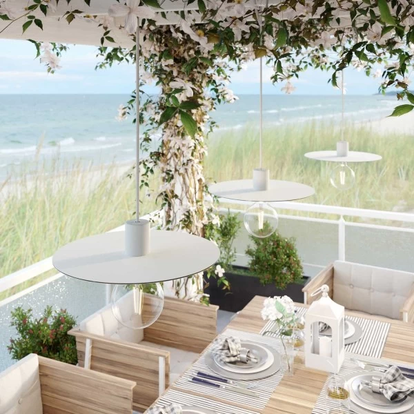 Oversize Ellepì flat lampshade in Dibond for outdoor pendant lighting, diameter 15,7" - Made in Italy