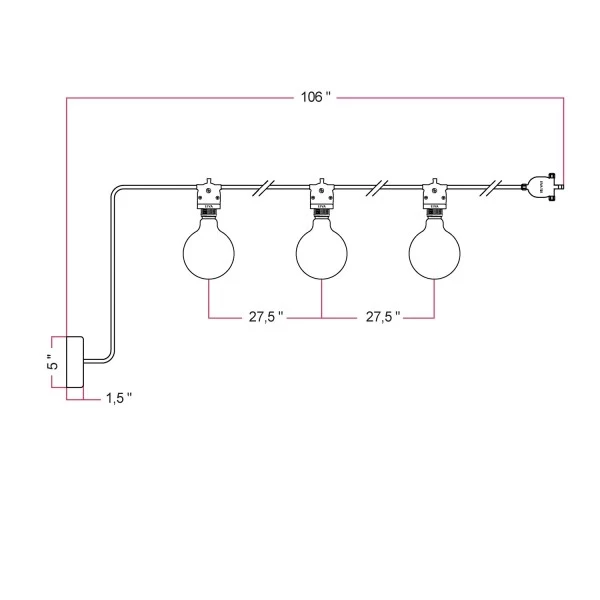 EIVA outdoor string light for wet locations with 3 lights and canopy