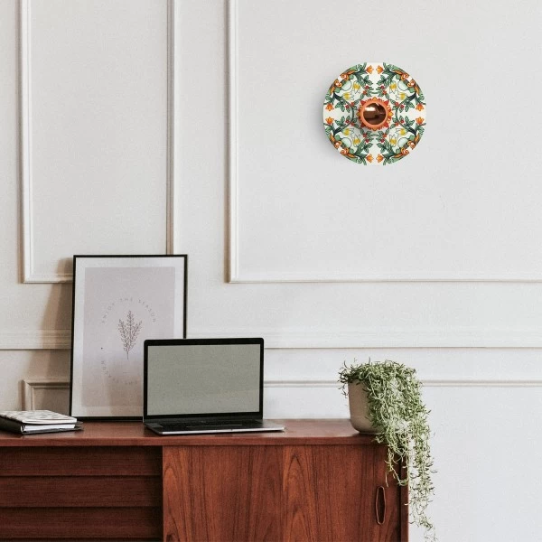 Mini Ellepì 'Maioliche' flat lampshade ideal for suspension and wall lamps or for string lights, 9,4" diameter - Made in Italy