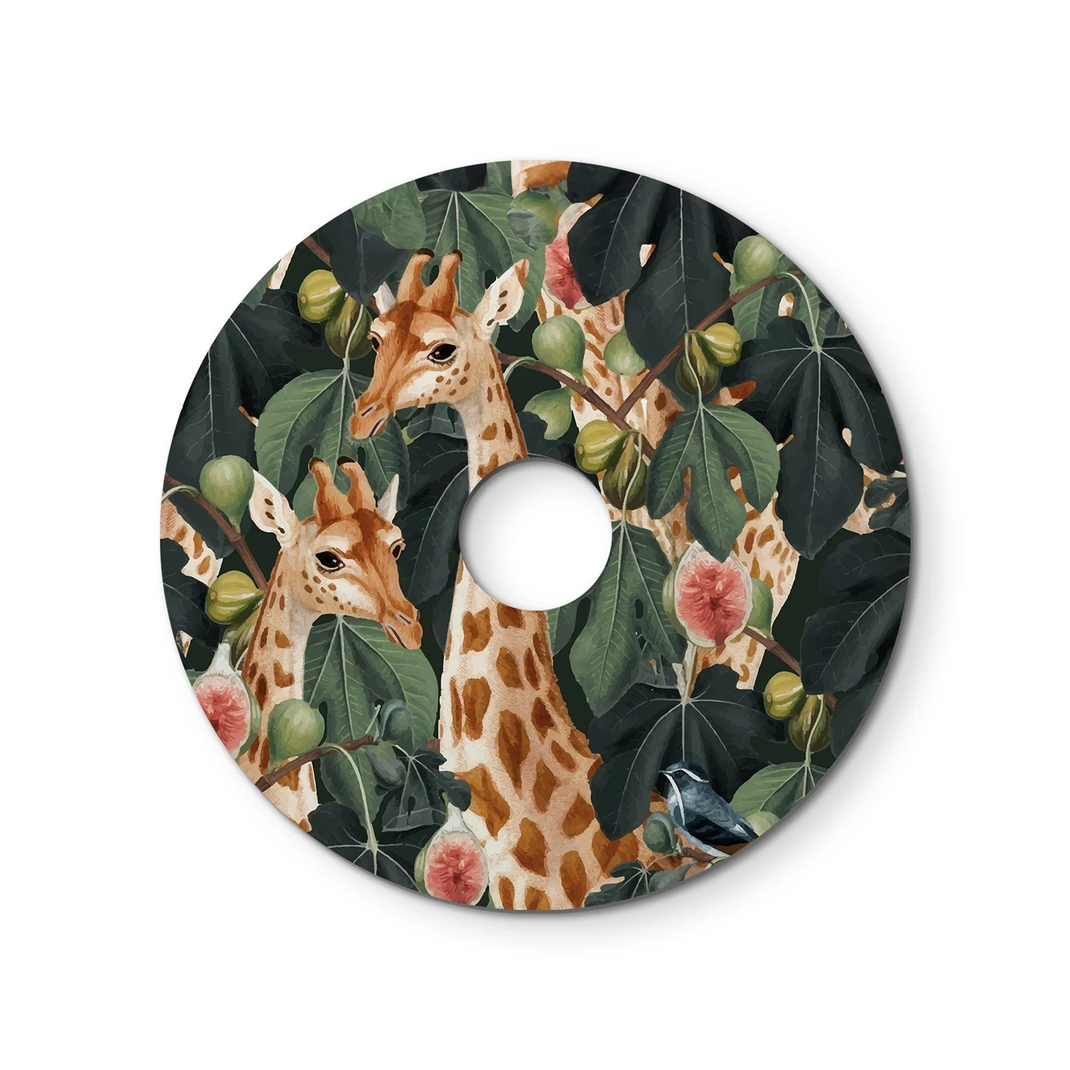 Ellepì mini flat lampshade with jungle animals 'Wildlife Whispers', 9,4" diameter - Made in Italy - Animals Giraffes