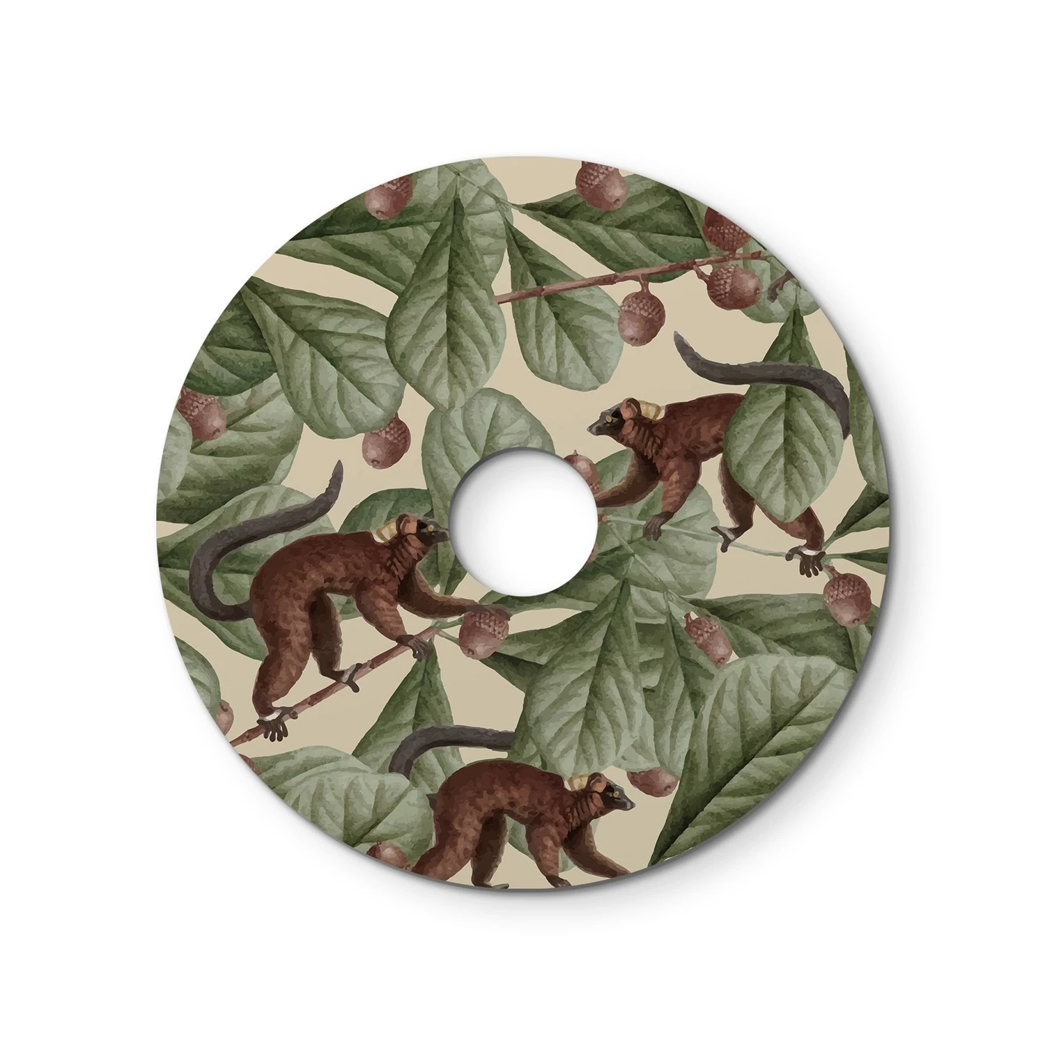 Ellepì mini flat lampshade with jungle animals 'Wildlife Whispers', 9,4" diameter - Made in Italy - Animals Lemurs