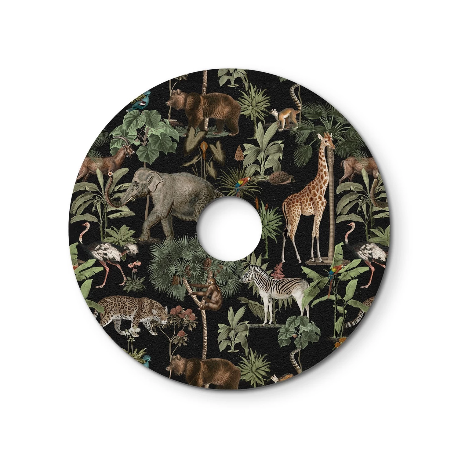 Ellepì mini flat lampshade with jungle animals 'Wildlife Whispers', 9,4" diameter - Made in Italy - Animals Jungle