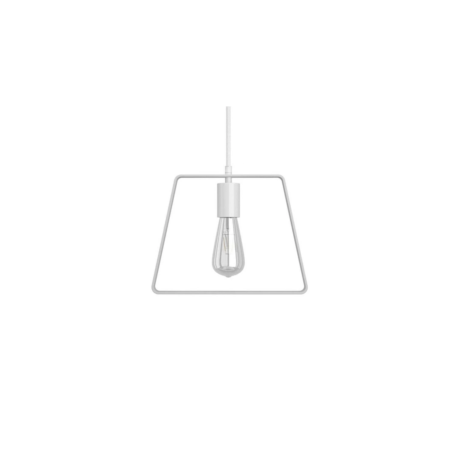 Pendant lamp with textile cable, Duedì Base lampshade and metal details - White