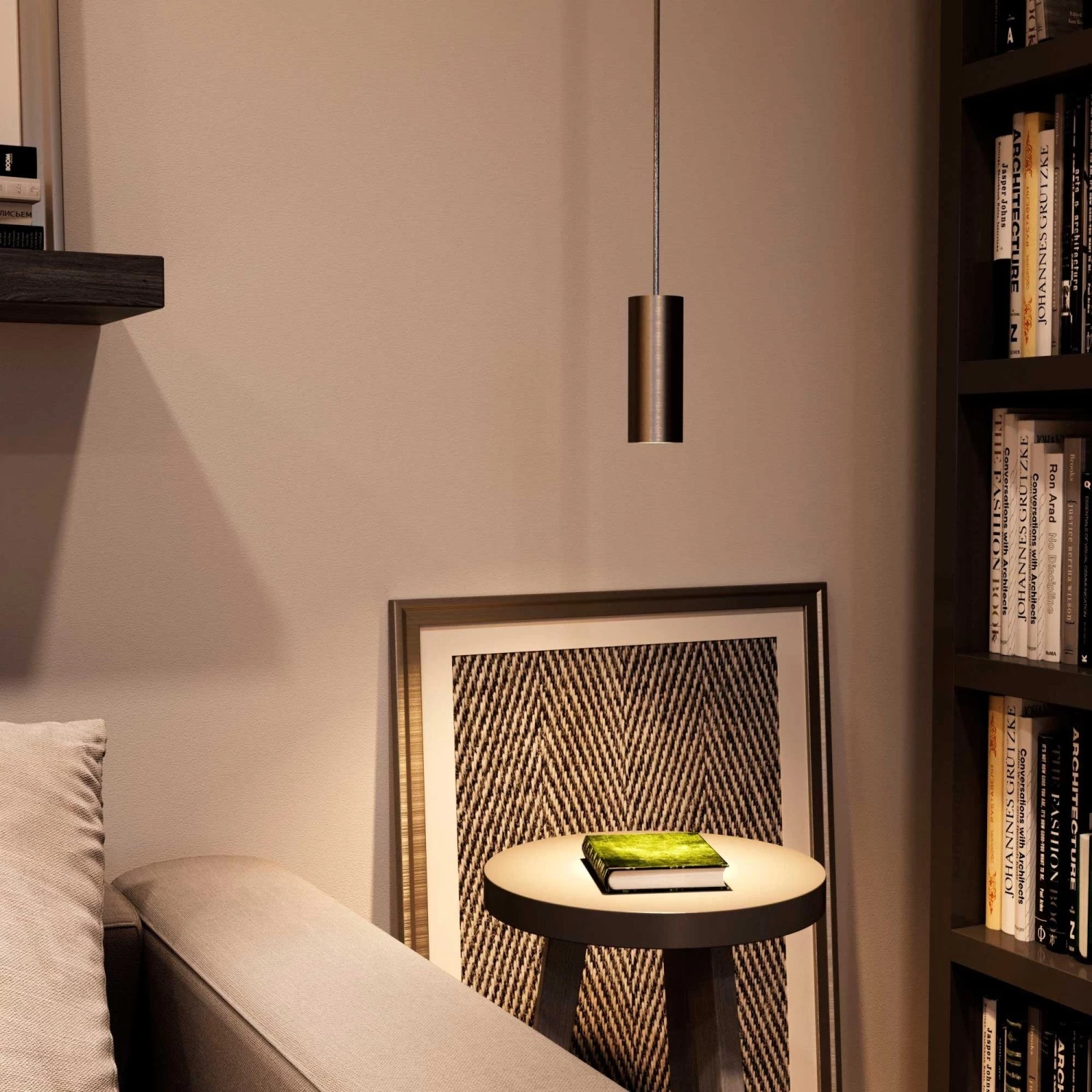 Pendant lamp with textile cable, Tub-E12 lampshade and metal details