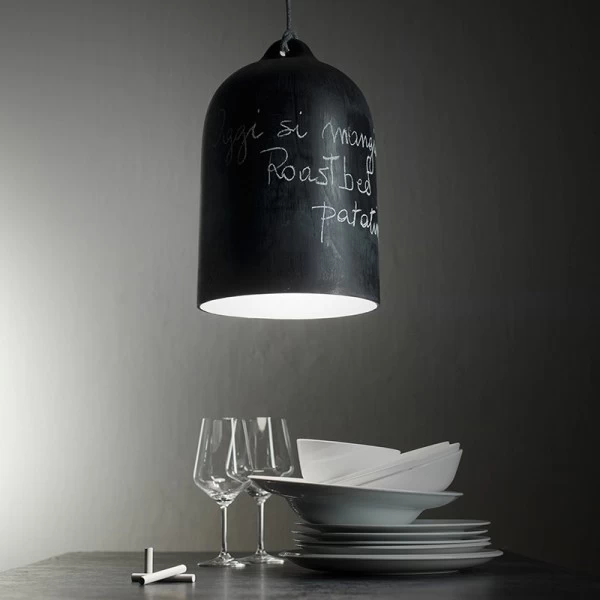Pendant lamp with textile cable and Bell XL ceramic lampshade