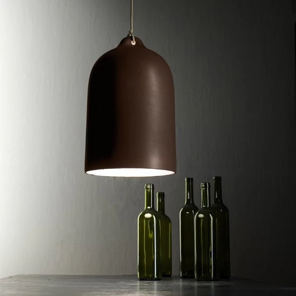 Pendant lamp with textile cable and Bell XL ceramic lampshade
