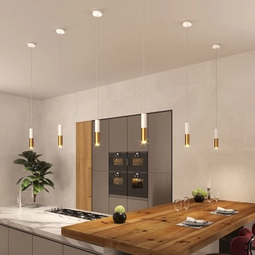 Pendant lamp complete with fabric cable and Tub-E12 double lampshade