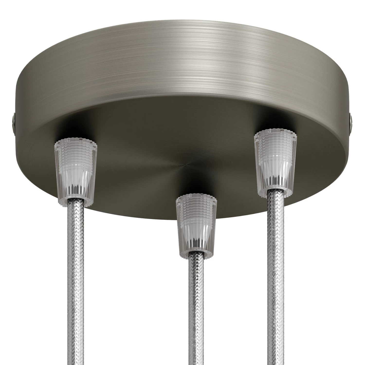 Classic 3-hole Round Metal Ceiling Canopy Kit - Brushed titanium