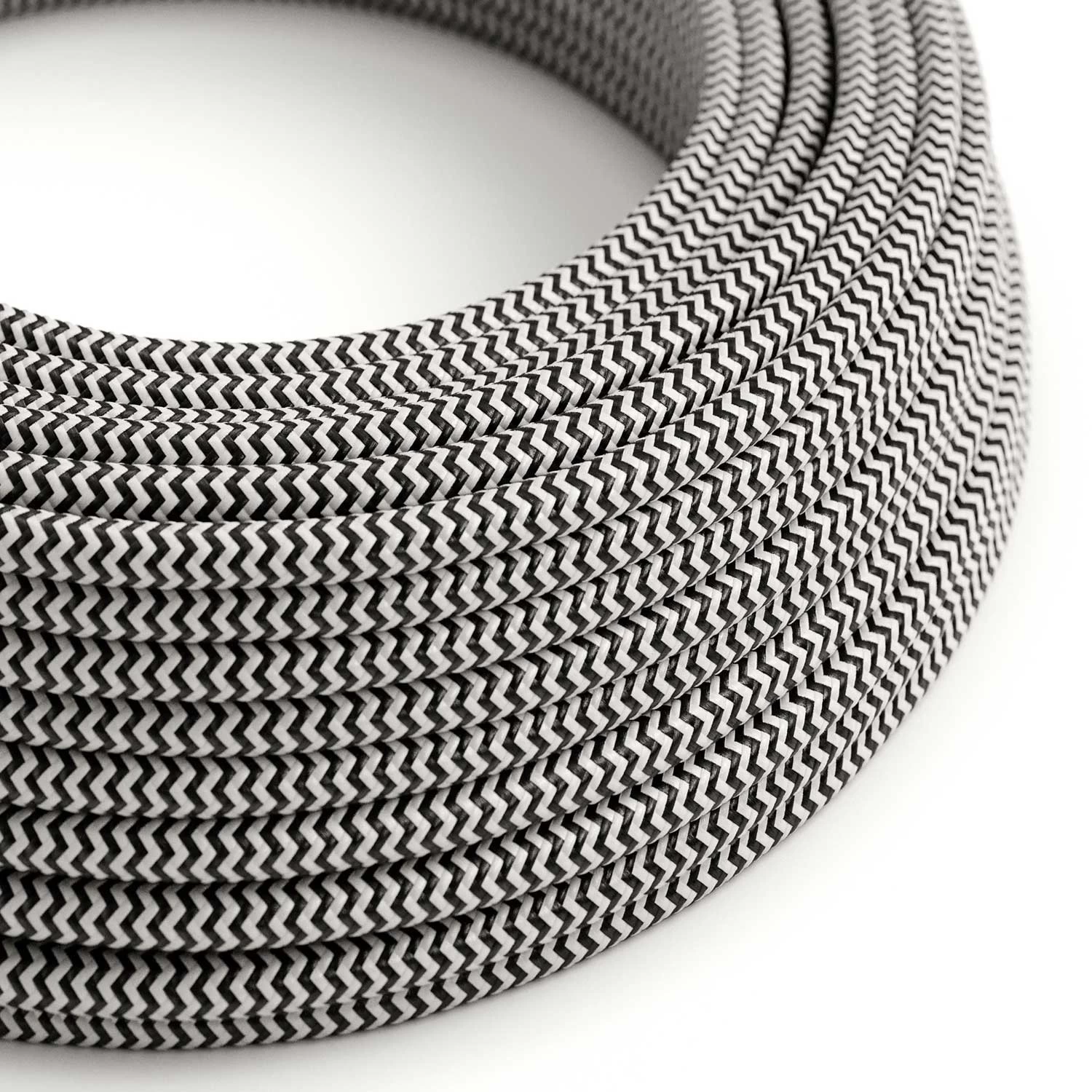 Cloth Covered Wire - Black & White Chevron RZ04 - UL Listed