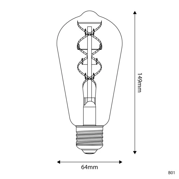LED Light bulb gold B01 5V Collection Spiral Filament Edison ST64 1,3W E27 Dimmable 2500K