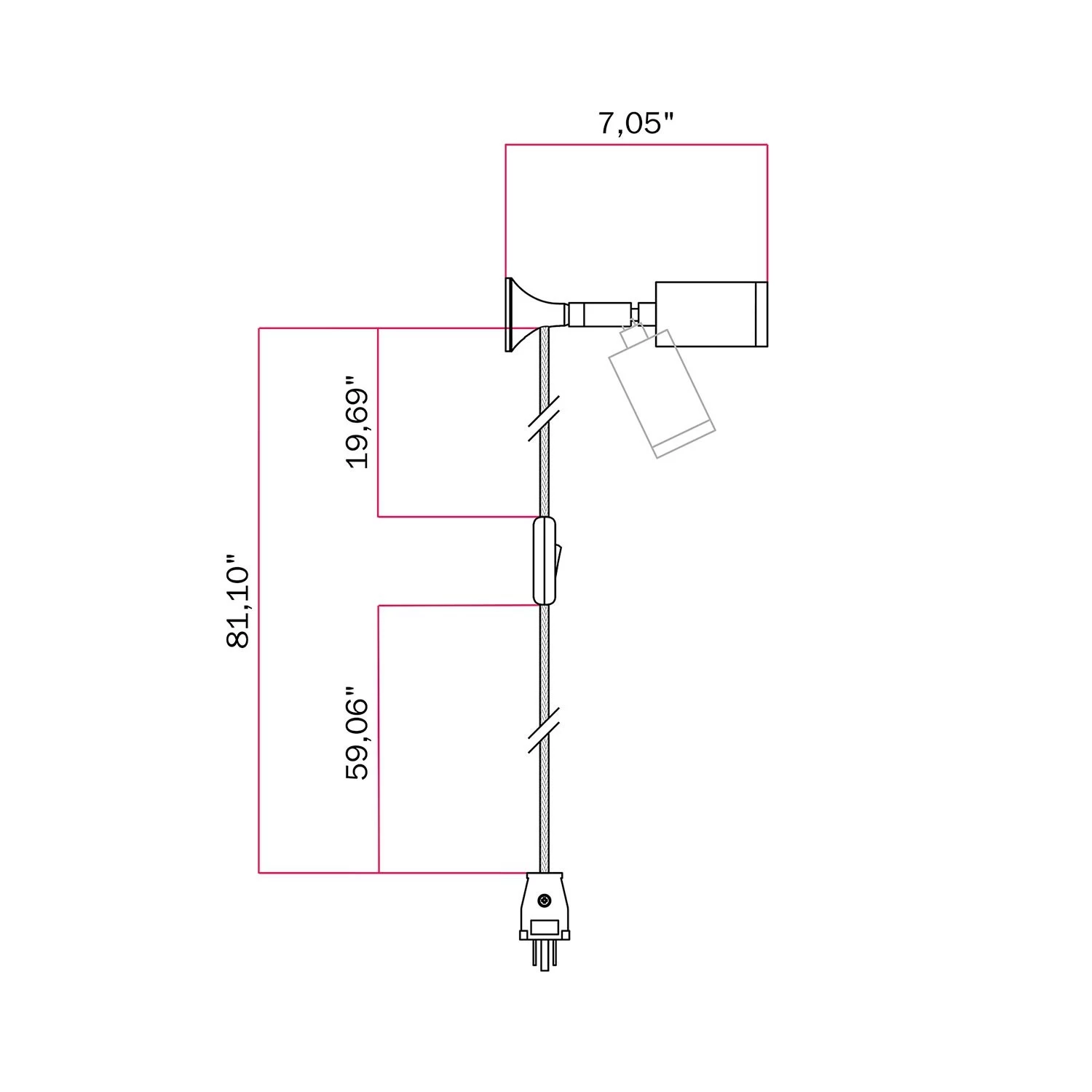 MAG-Y metal wall light with swivel joint and spotlight
