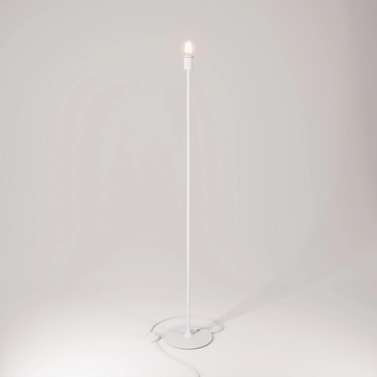 MAG-Y floor lamp with round metal base with fitting for lampshade - Matt white