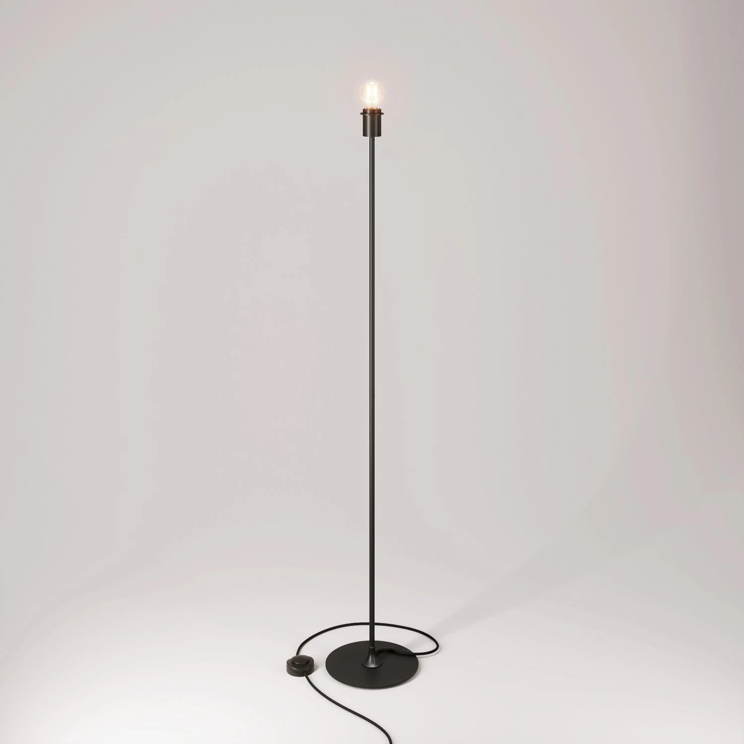 MAG-Y floor lamp with round metal base with fitting for lampshade - Black