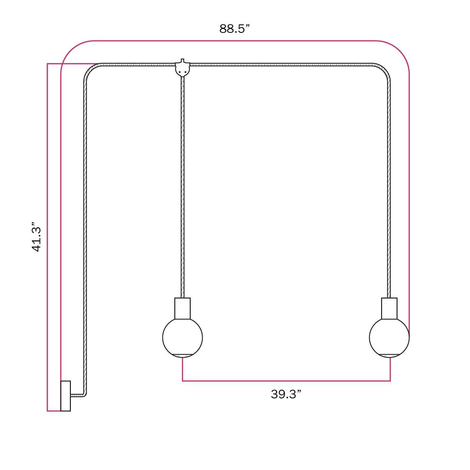 EIVA Outdoor Pendant Lamp, suitable for wet locations, with 2 drops and Unbreak-a-Ball unbreakable shades