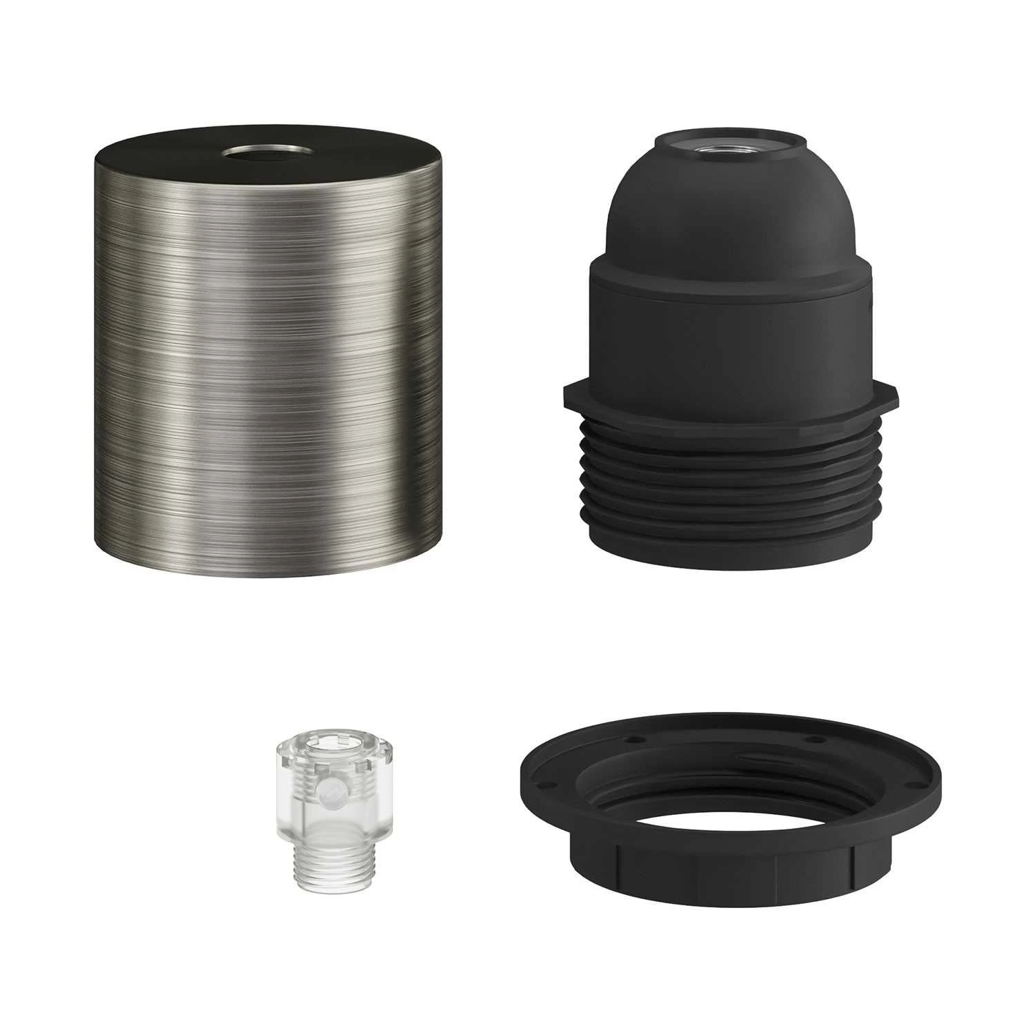 E26 semi-threaded metal socket kit with concealed cable clamp