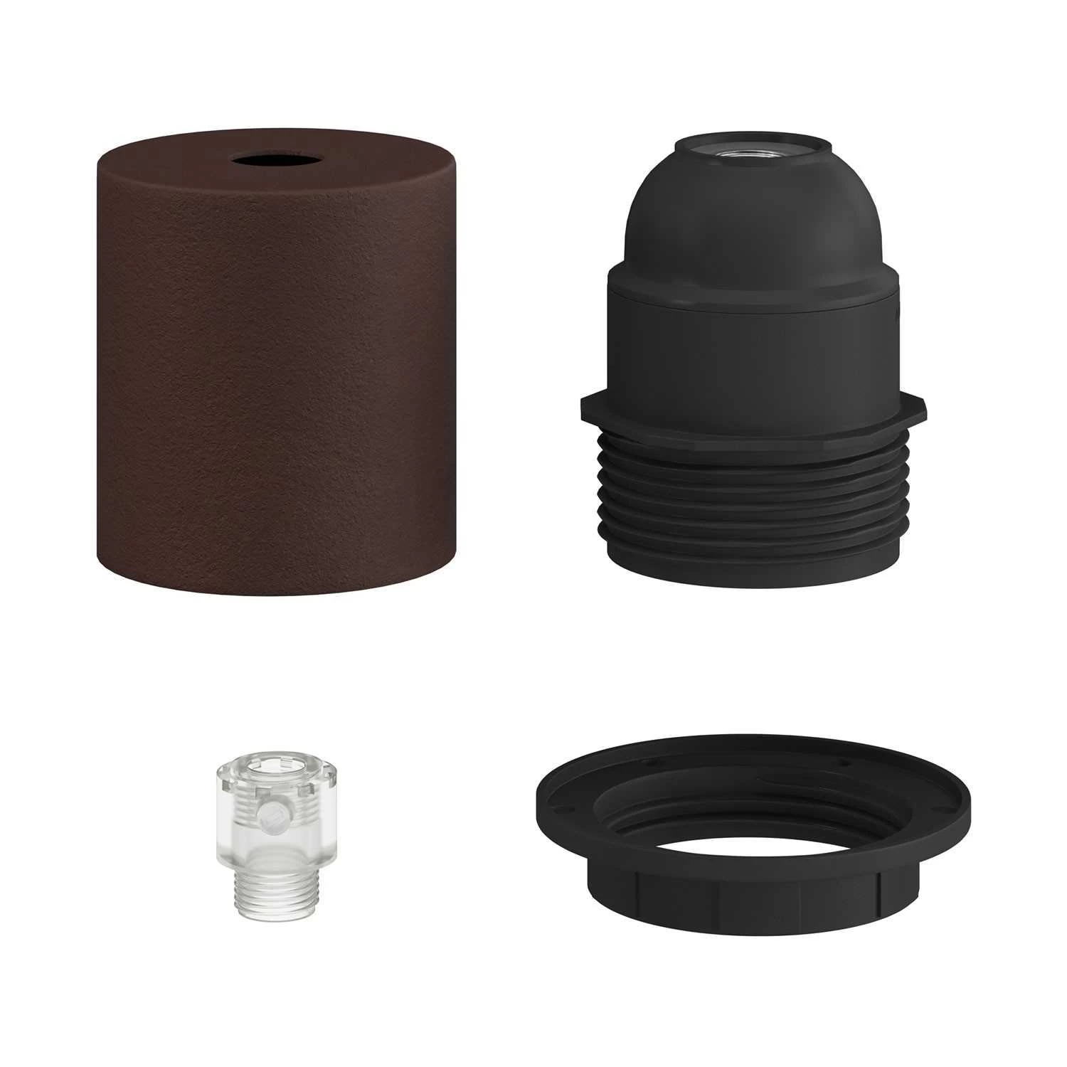 E26 semi-threaded metal socket kit with concealed cable clamp
