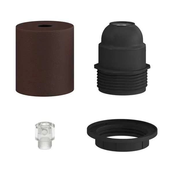 E26 semi-threaded metal socket kit with concealed cable clamp
